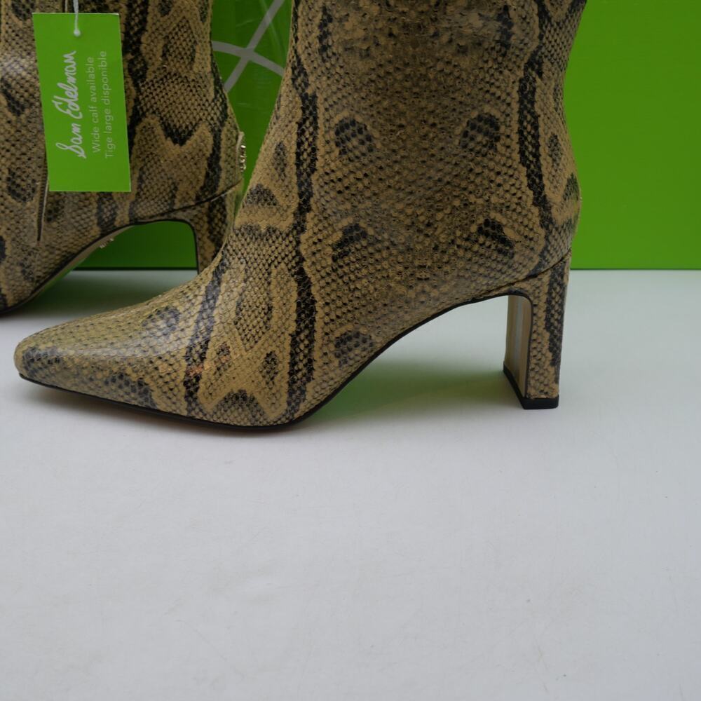 NEW Sam Edelman Women's 6 WIDE CALF Sylvia Tan Python Embossed Leather Boots - Picture 3 of 15